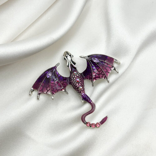Брошь Дракон  Розово-лавандовый
