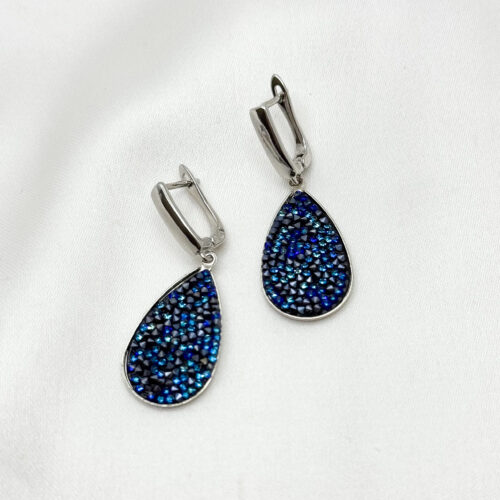 Серьги Сваровски запечёнки bermuda blue