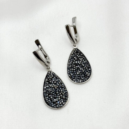 Серьги Сваровски запечёнки black